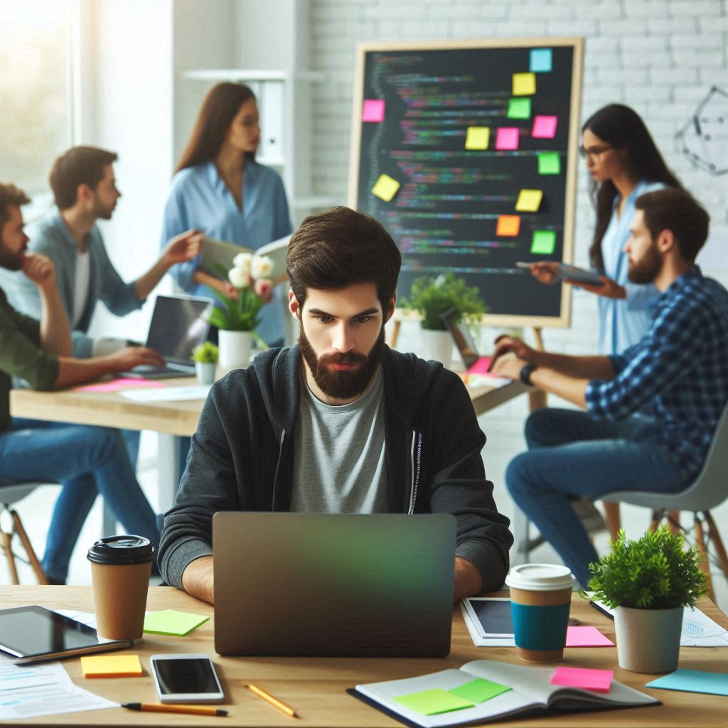 a programmer writing code