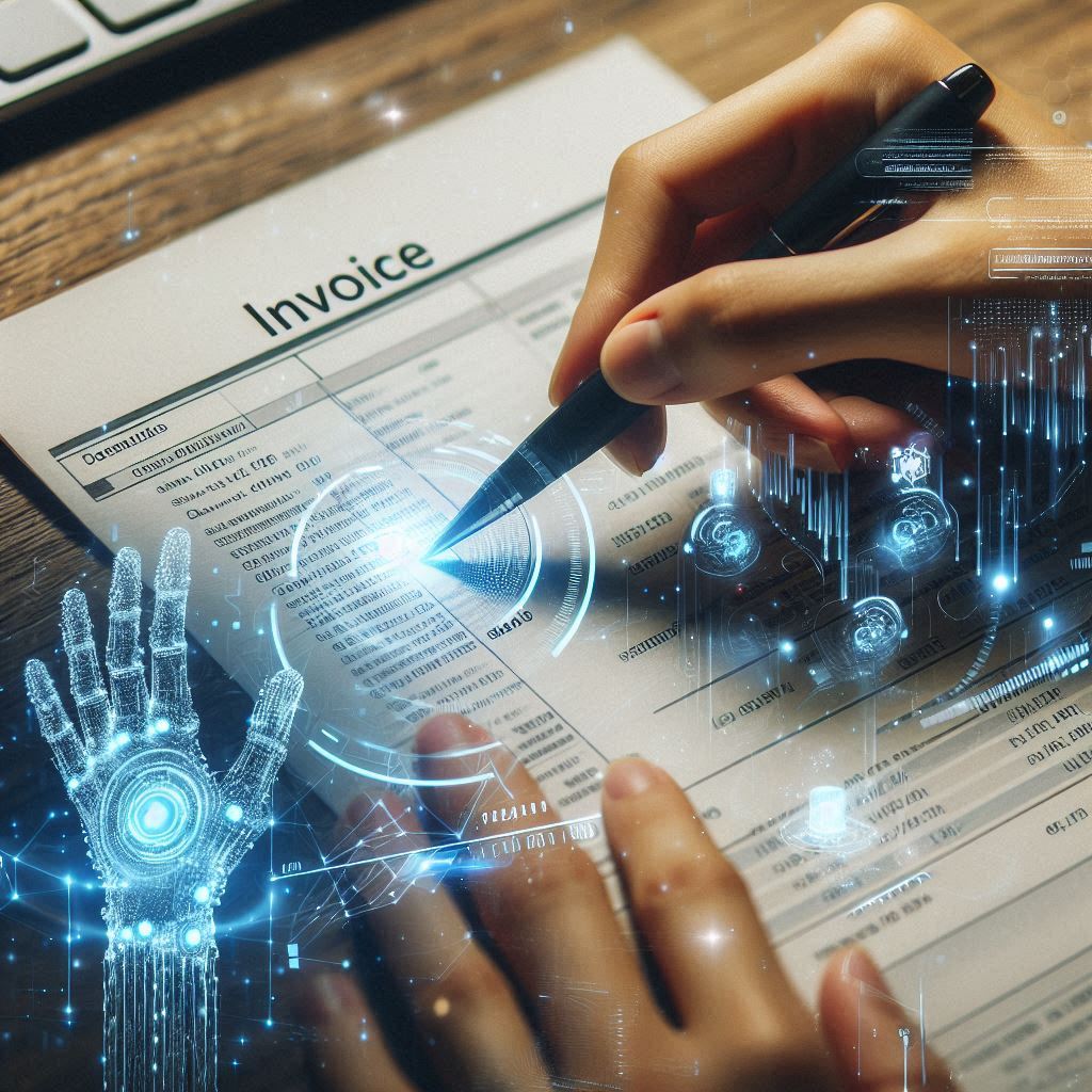 Pic of of Invoice being processed by AI